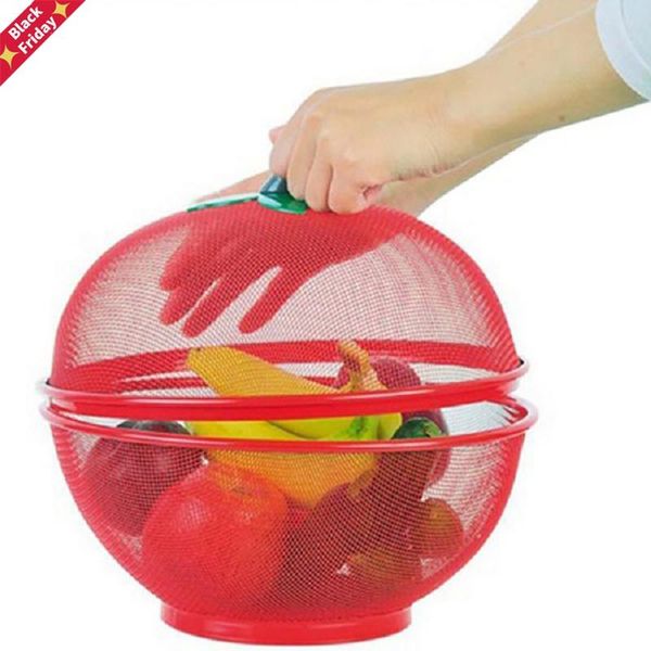 

grid fruit basket iron plate with lid kitchen dishwashing drain for table decoration 27*24*14.6cm storage & organization