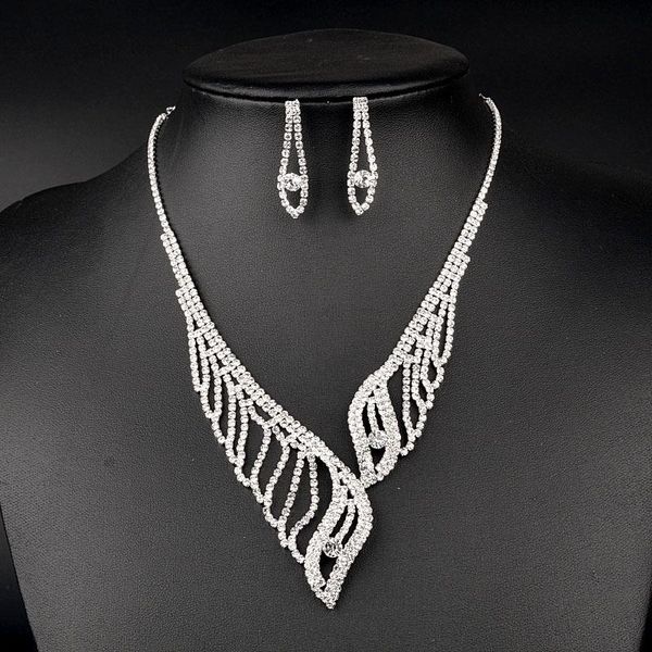 

earrings & necklace sizzz crystal bridal jewelry sets silver color set long for women wedding accessories