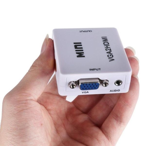 

audio cables & connectors vga to full hd video 1080p/720p adjustable converter box adapter for pc lapdvd tv 1080p hdtv projector di