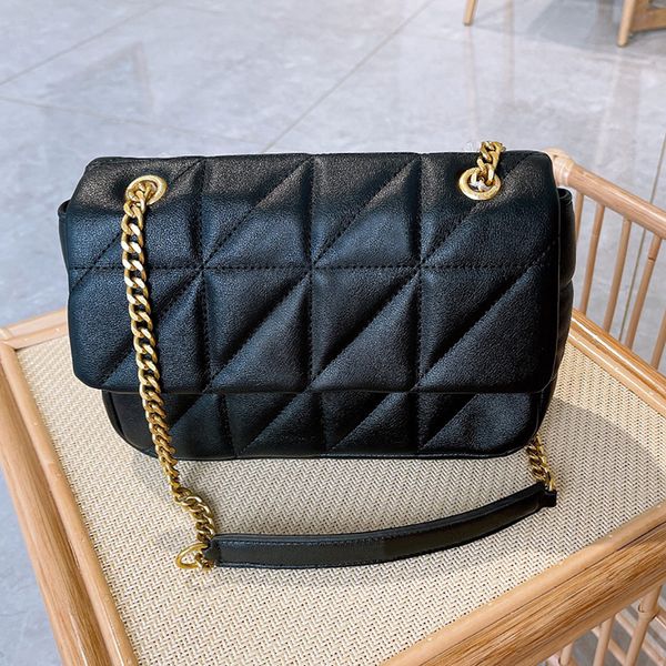 2021 hochwertige PU-Leder-Umhängetaschen für Damen, schwarze Modekette, Designer-Handtasche, heiße Damen-Geldbörse, klassische Damen-Luxus-Umhängetasche, 24 cm
