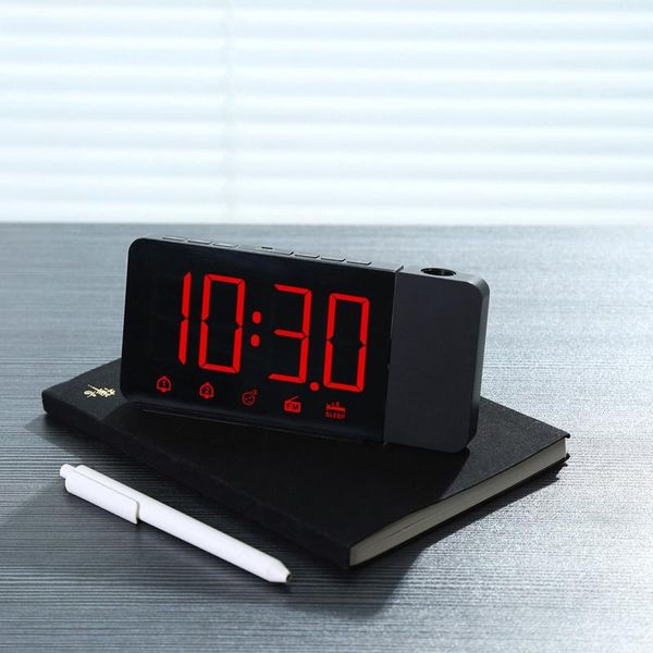 

digital 2 alarm clock usb electronic deskwatch wake up fm radio time projector snooze function timers
