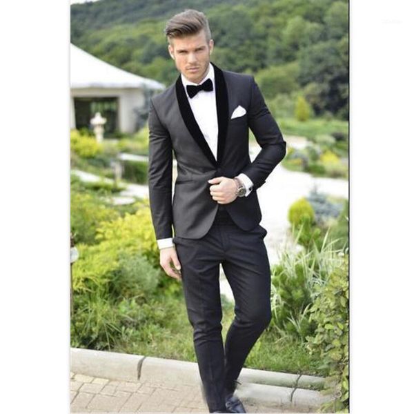 

men suit custom made groom tuxedos charcoal grey man shawl collar groomsman wedding suits bridegroom (jacket+pants) men's & blazers, White;black