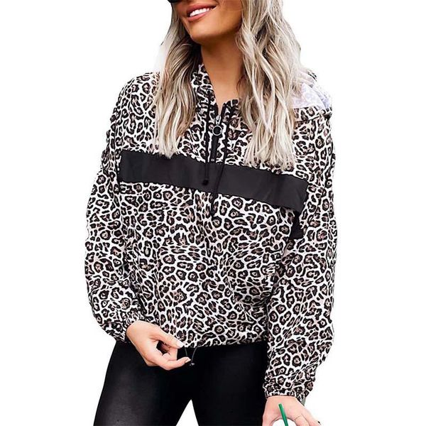 

women's hoodies & sweatshirts autumn fashion elegant woman loose long sleeve 100% cotton leopard print comfortable casual sweatershirts, Black