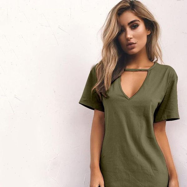 

fashion v neck solid womens dresses hollow elegant straigth green spring loose mini short sleeve comfortable plus size, Black;gray