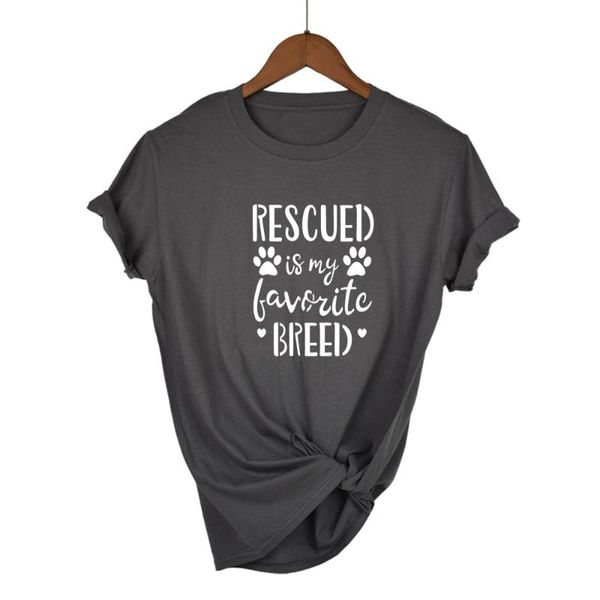 

women's t-shirt rescued is my favorite breed dog mama lover tees funny slogan adopt t shirt gift aesthetic, White