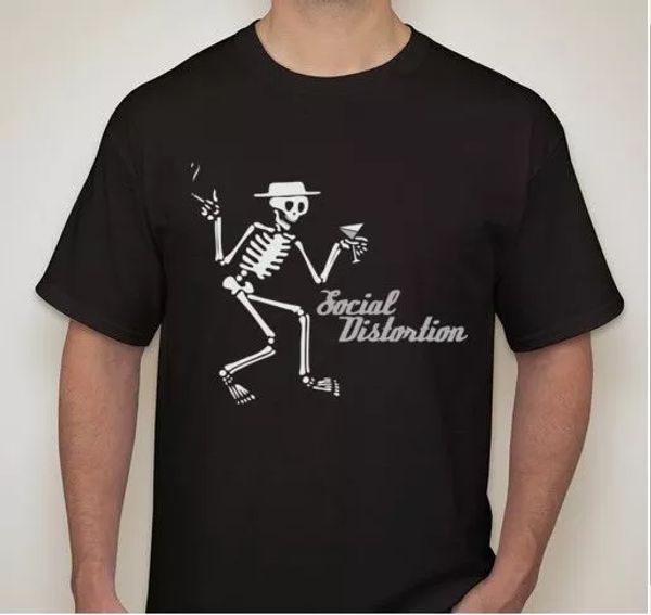 

social distortion smoking drinking skeleton thrash punk rock band t shirt, White;black