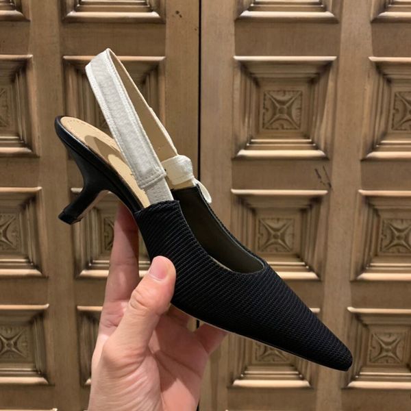 

classic high heel designer sandals luxury brand sandal bowknot women fine shoes fashion letter cloth lady 6.5cm 9.5cm wedding pointed shoe, Black