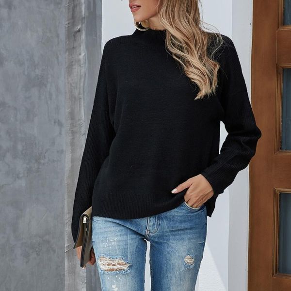 

women's sweaters women solid color o-neck sweater long sleeves loose casual oversized knitted pullover femme coats, White;black