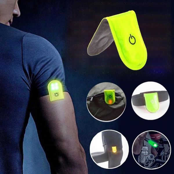 

elbow & knee pads ad-outdoor sports led safety light reflective magnetic clip on strobe running walking bike cycling, Black;gray