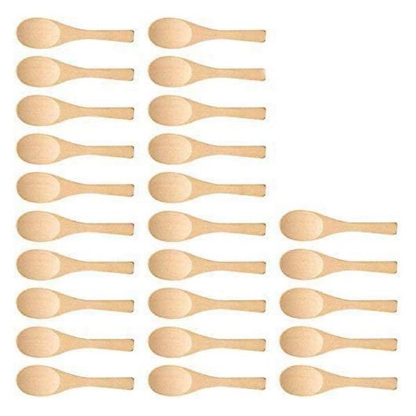 

dinnerware sets 25pcs mini handmade wooden spoon ice cream sugar jam honey coffee teaspoon kitchen condiment salt mustard