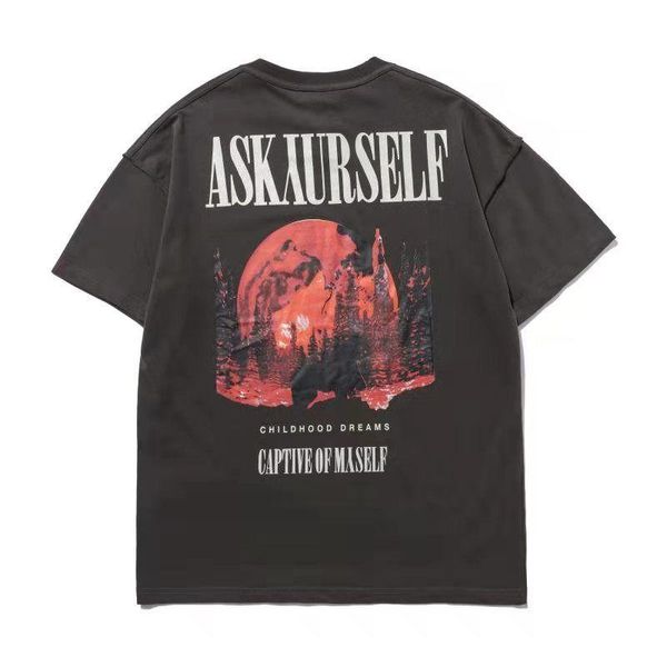 

men's t-shirts askyurself 2021 summer casual and old travel men set shirt washed retro high street loose t-shirt, White;black
