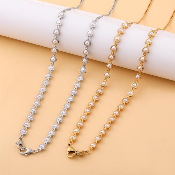 

sunglasses frames neck lanyard rope anti-slip heart pearl anti-lost chain glasses mask, Silver