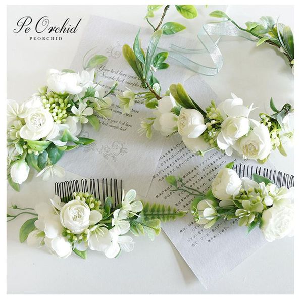 

headpieces peorchid boho bridal hair comb flowers ornaments for weddings accessories beach wreath women hairpiece bride headband, Silver