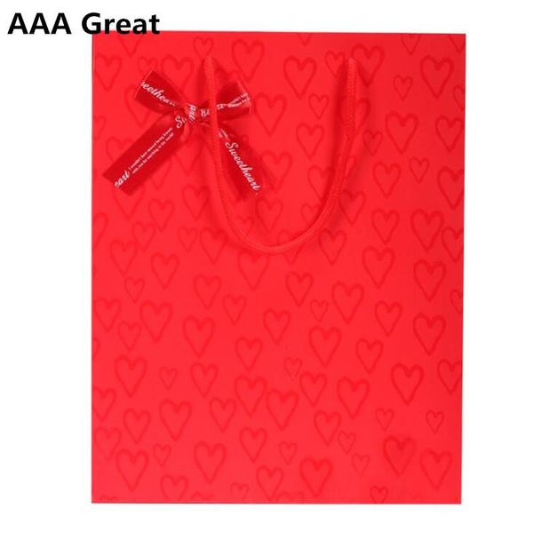 

gift wrap 2pcs/lot festival kraft bag red shopping bags multifunction recyclable paper with handles wedding pouches