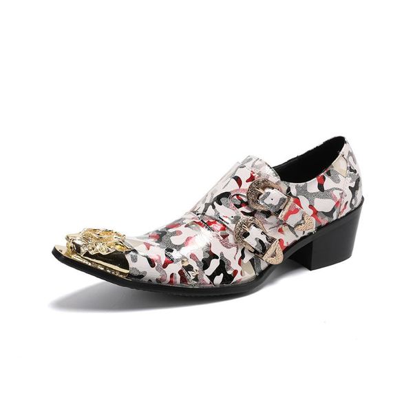 

european italian shoes for men cow leather mens footwear gents camouflage printing formal luxury design man shoe dress, Black