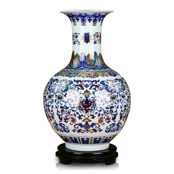 

vases factory direct selling jingdezhen ceramic vase painted gold and blue multicolored hand-painted eight treasures