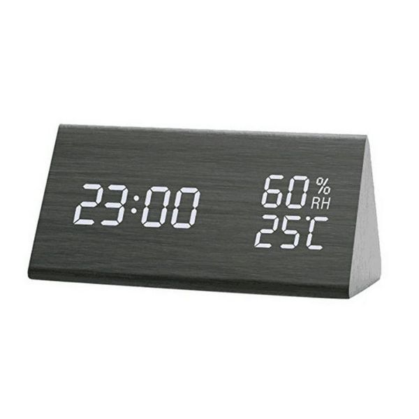 

other clocks & accessories led wooden triangle electronic clock manually adjust brightness mode 12 / 24-hour system humidity function