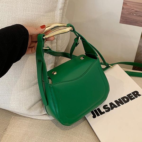 

metal handle pu leather saddle crossbody bags for women 2021 summer mini shoulder handbags ladies luxury purses cross body