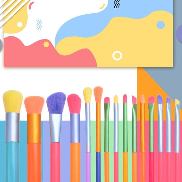 

makeup brushes 10/15pcs professional powder foundation eyeshadow make up brush set synthetic hair colourful
