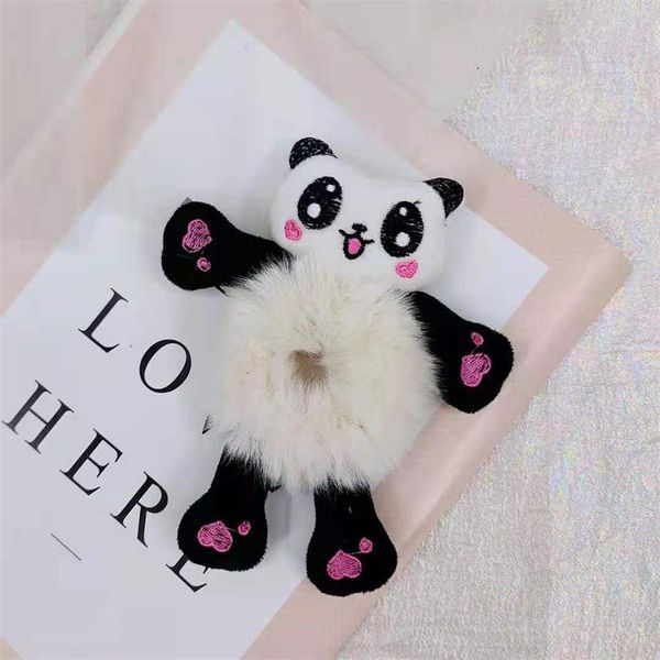 

hair accessories cute plush animals ties elastic ponytail head rope fashion for women and girls ll@17, Slivery;white