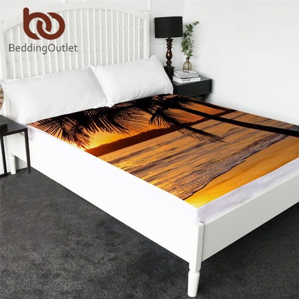 

sheets & sets beddingoutlet sunset fitted sheet 3d printed beach er nature bed seaside scenery 1-piece bedlinen queen size