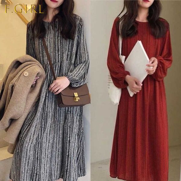 

dress women plus size 4xl vintage lovely lantern sleeve retro pregnant lady daily dresses ins soft chiffon korean womens vestido y1006, Black;gray