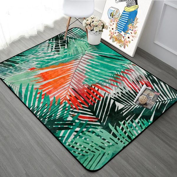

carpets green leaf 3d graffiti print living room anti-slip floor mat/rugs bedroom hallway study bedside home decor carpet