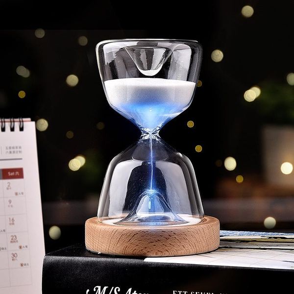 

other clocks & accessories luminous remote control glass hourglass 15 minutes time timer customized laser lettering wood bottom night l