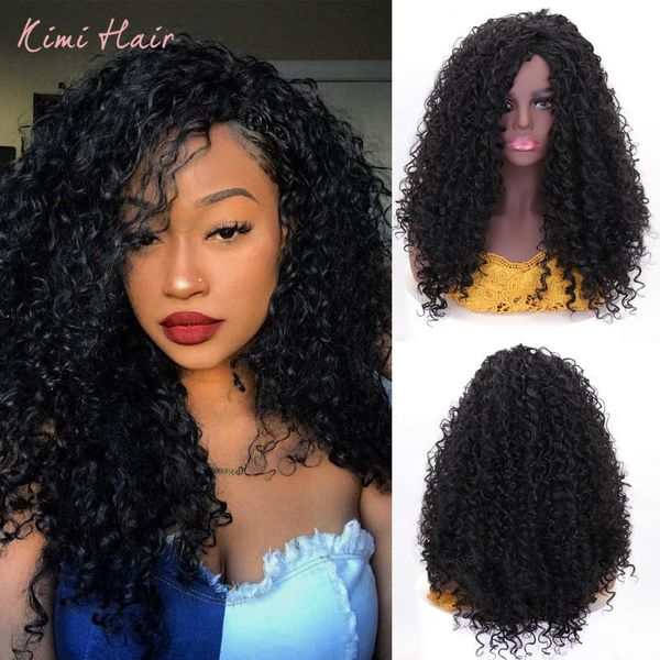 

synthetic wigs kimi hair long afro kinky curly wig for black women nature heat resistant