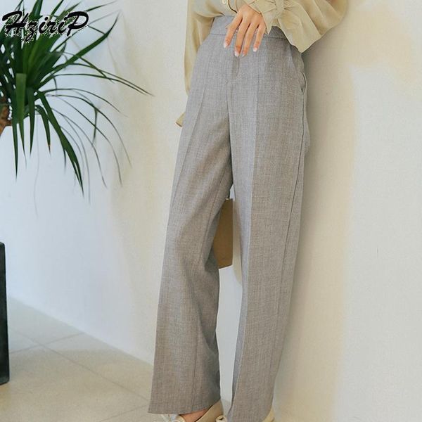 

women's pants & capris hzirip fashion vintage elegant high waist wide leg women 2021 autumn loose casual all-match trousers clothing, Black;white