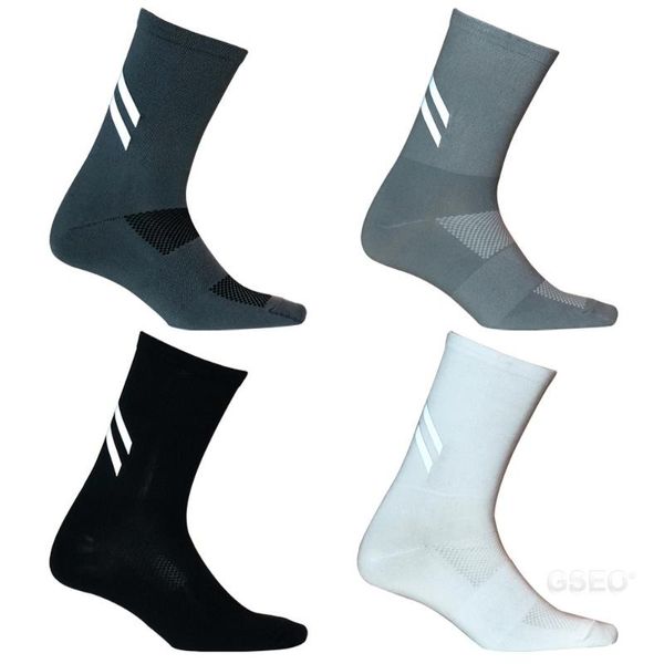 

sports socks 2pcs reflective cycling breathable road mtb bike men women outdoor sport mountain bicycle running anti slip, Black