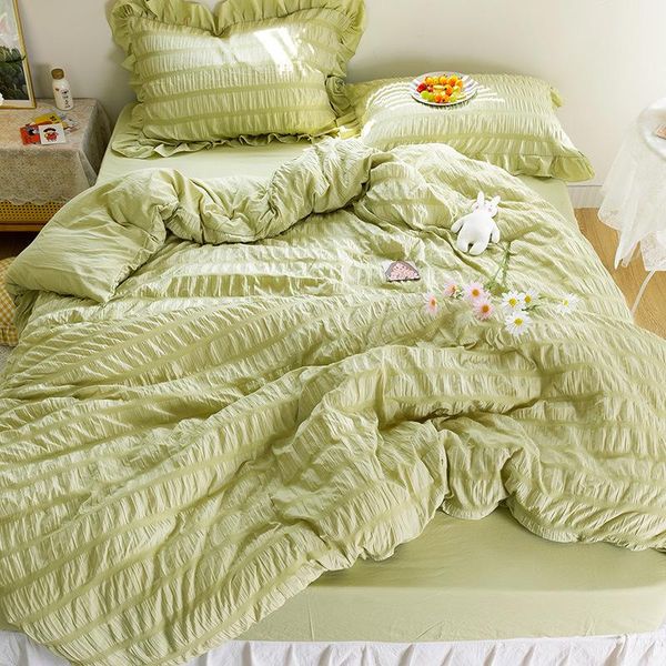 

bedding sets green seersucker duvet cover set options bedclothes 4 pieces include bed sheet pillowcase comforter for kids and adult