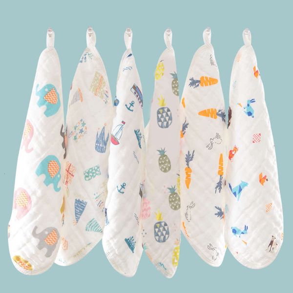 

high density 6-layer baby saliva pure cotton gauze square towel children's washcloth handkerchief, White