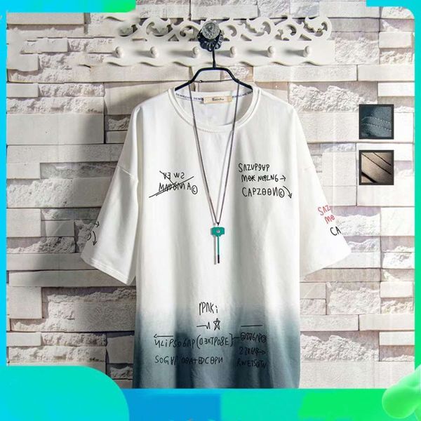 

men's shirt summer half men's trendy short sleeve t-shirt, White;black