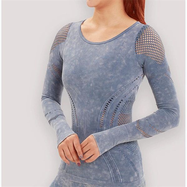 

yoga outfit women seamless super soft long sleeve shirt stretchy workout sports wear for gym