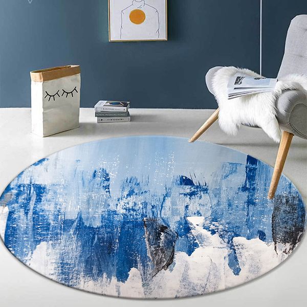

nordic blue white glacier round living room carpet modern decoration rug non-slip bath mat on the floor coffee table chair mat