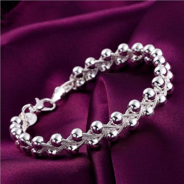 

link, chain women cute 925 sterling silver fashion beads party bracelet jewelry gifts, Black