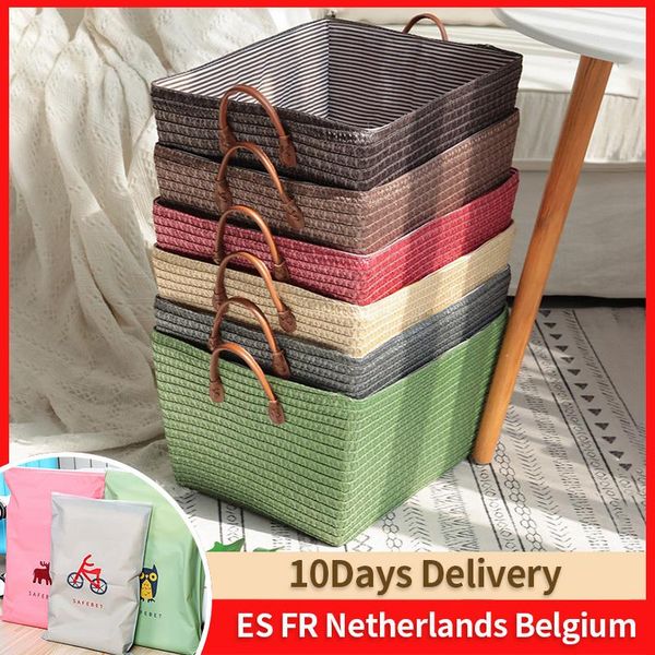 

storage baskets rattan basket woven rectangular wicker laundry container reusable sundries organizer home deskbox