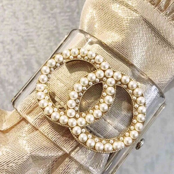 

design jewelry resin transparent temperament female exaggerated pearl bracelet, Black