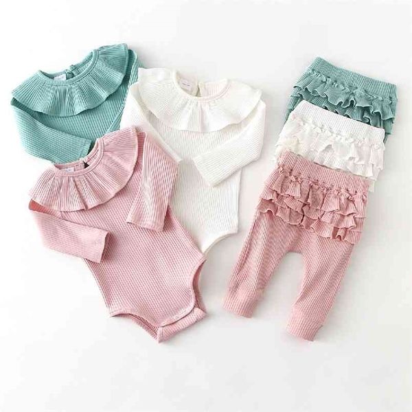 

born baby girl clothes sets cute casual floral romper + pants spring summer tracksuit infant outfits 210816, White
