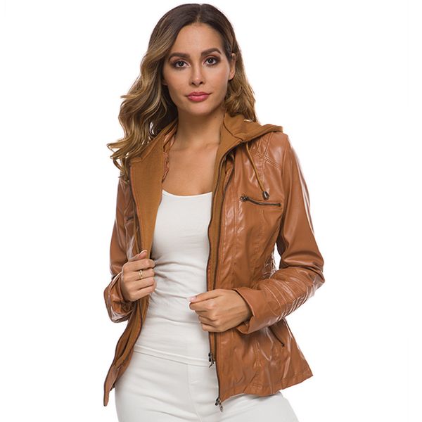 

gothic faux leather women hoodies winter autumn motorcycle black outerwear pu jacket coat 200917