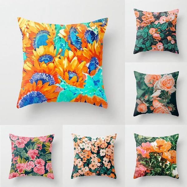 

pillow case country style flower pattern pillowcase sofa bedside cushion cover soft skin-friendly washable throw covers home decor