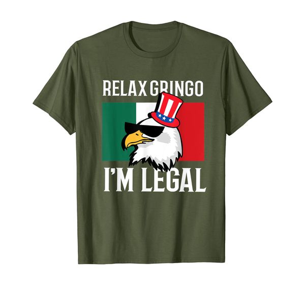 

relax gringo im legal shirt funny mexican eagle 4th of july, White;black