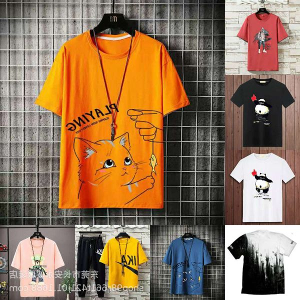 

men's shirt summer trend shirt night market miscellaneous men's t-shirt, White;black