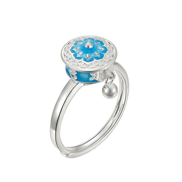 

rotating rings buddhist tibetan prayer wheel ring om mantra finger ring good luck lotus floral enamel rotating band ring, Golden;silver