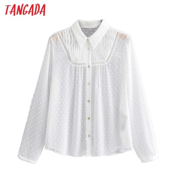 

women mesh transparent blouse white fashion long sleeve shirts female chic 3c08 210416