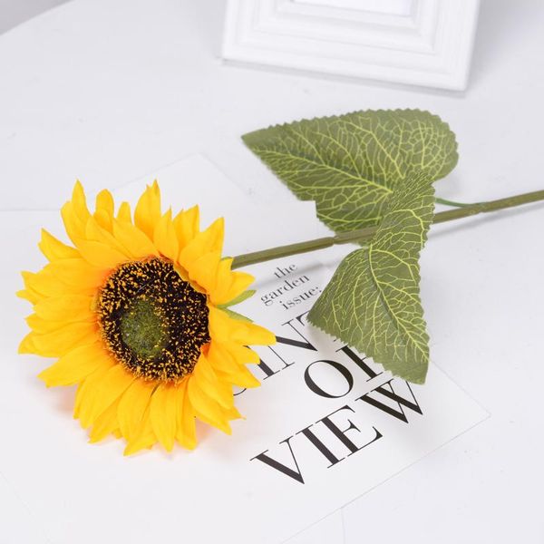 

decorative flowers & wreaths 1big head beautiful yellow sunflower bouquet silk flower artificial diy home garden party wedding