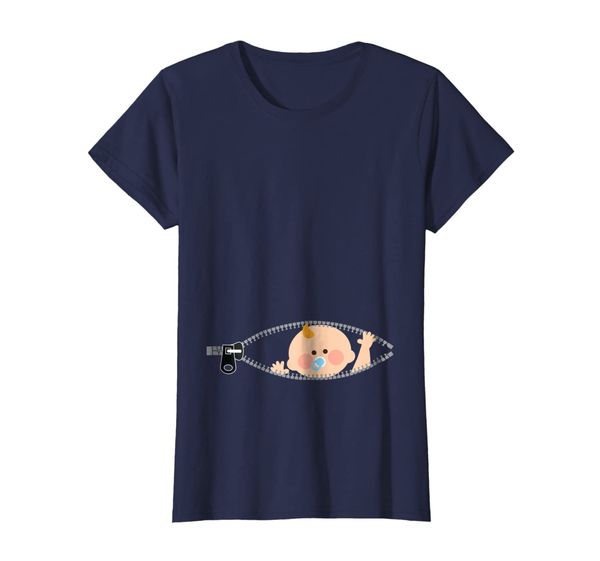 

womens pregnancy announcement t-shirt for women baby boy peeking, White;black
