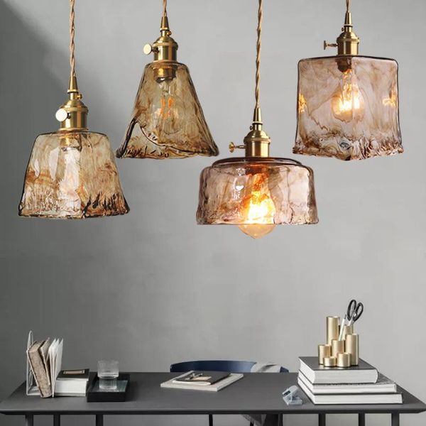 

pendant lamps handmade tawny glass retro light vintage copper suspension lamp el restaurant cafe bar kitchen bedside hanging