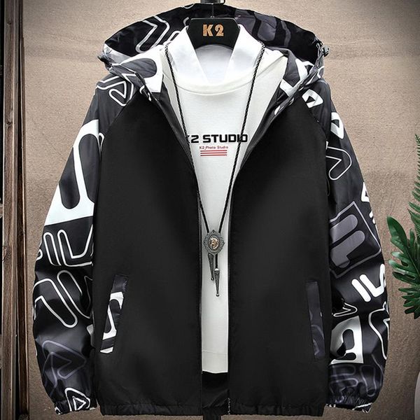

men's jackets 2021 autumn and winter patchwork print men jacket hooded collar normal 3 colors long sleeves plus size 3xl, Black;brown